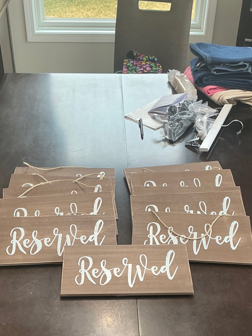 Reserved Wooden Signs - Set of Rustic Brown Hanging Plaques Wedding Decor